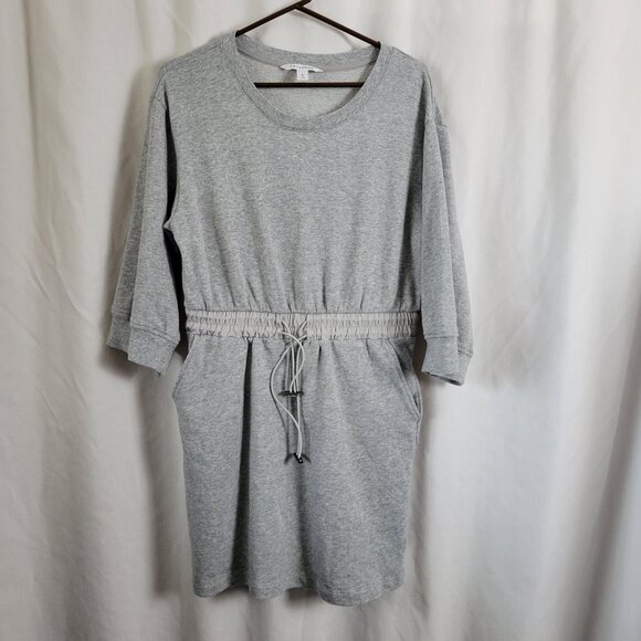 Popsugar Dress Large French Terry drawstring Gray Pop Sugar elbow sleeve EUC - Picture 1 of 9